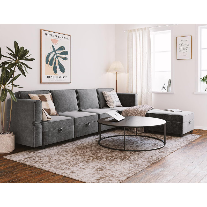 Latitude Run Renny 113.4 Upholstered Sofa Fabric Light Gray Chenille Sofas